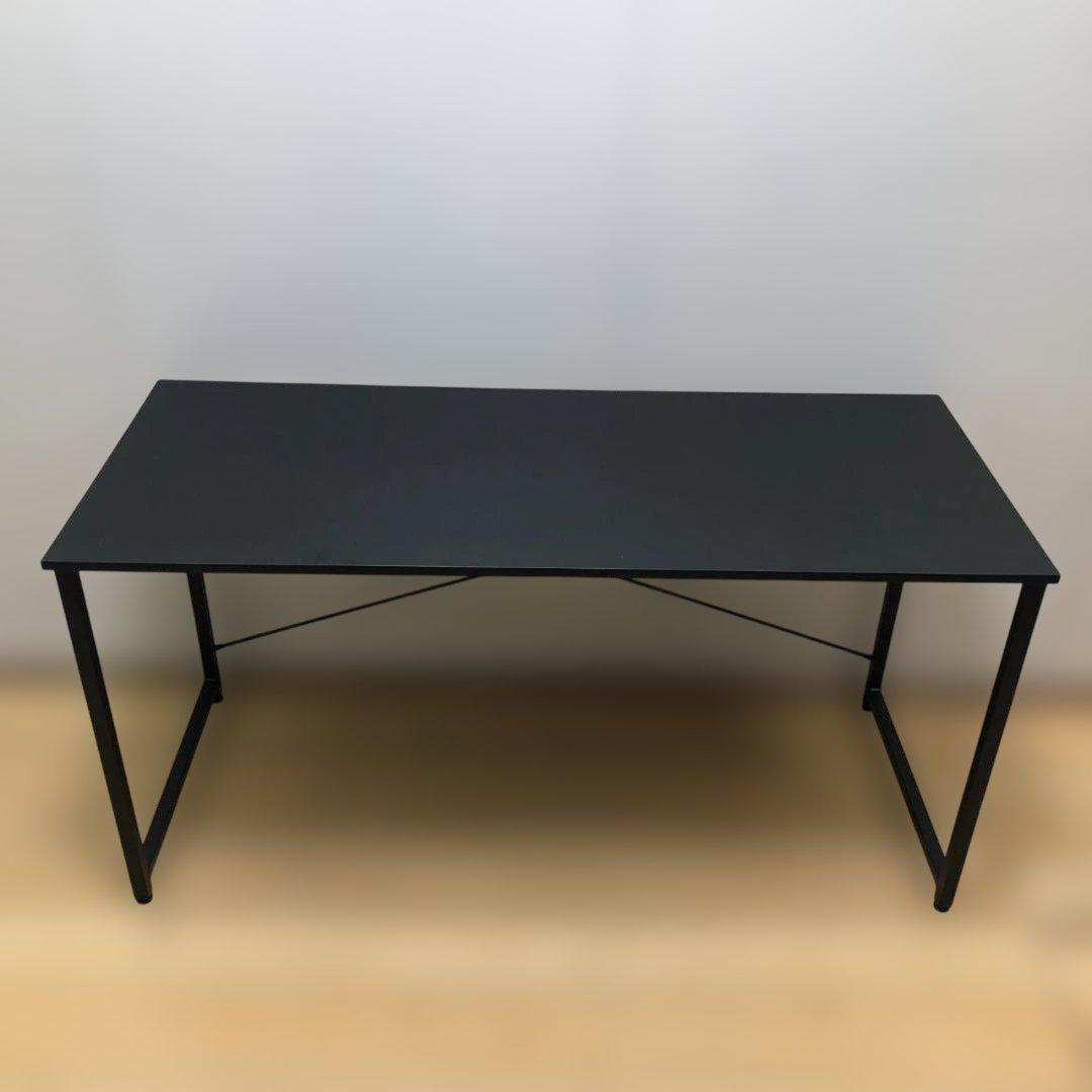 送料無料　シンプルデスク 幅140cm ブラック ワークデスク　250723-8