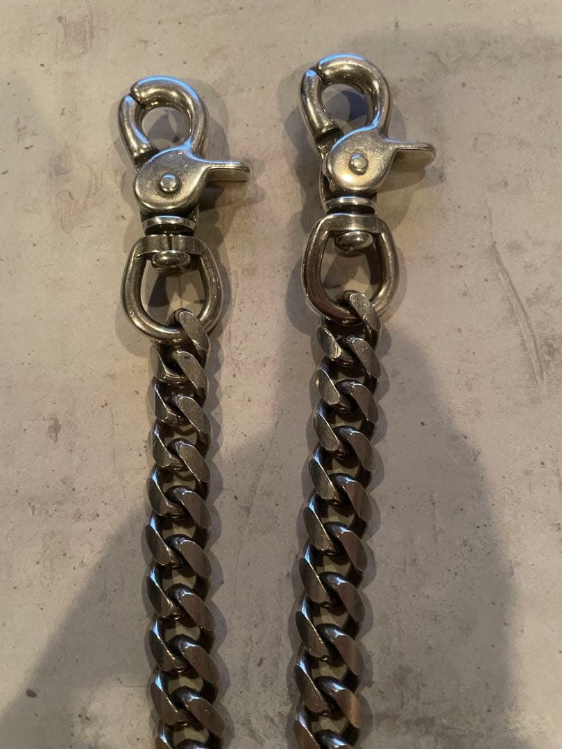 GMM別注　シルバー ウォレットチェーン 約35cm フック式 ナスカン