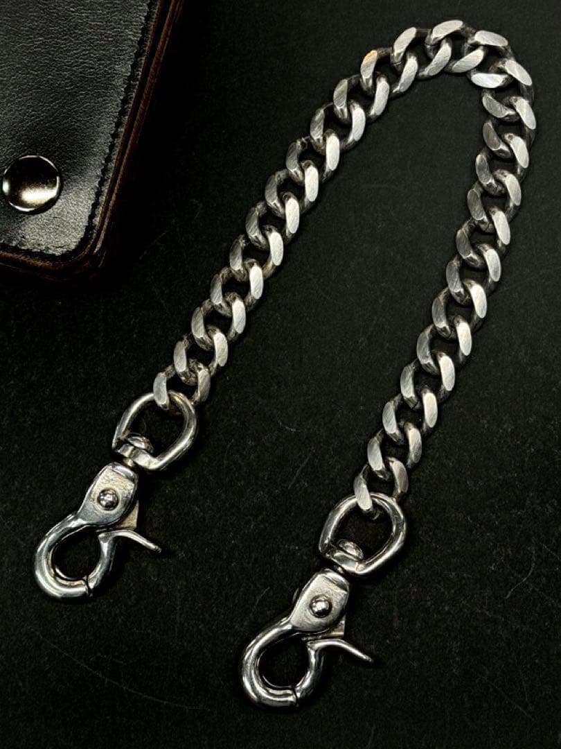 GMM別注　シルバー ウォレットチェーン 約35cm フック式 ナスカン