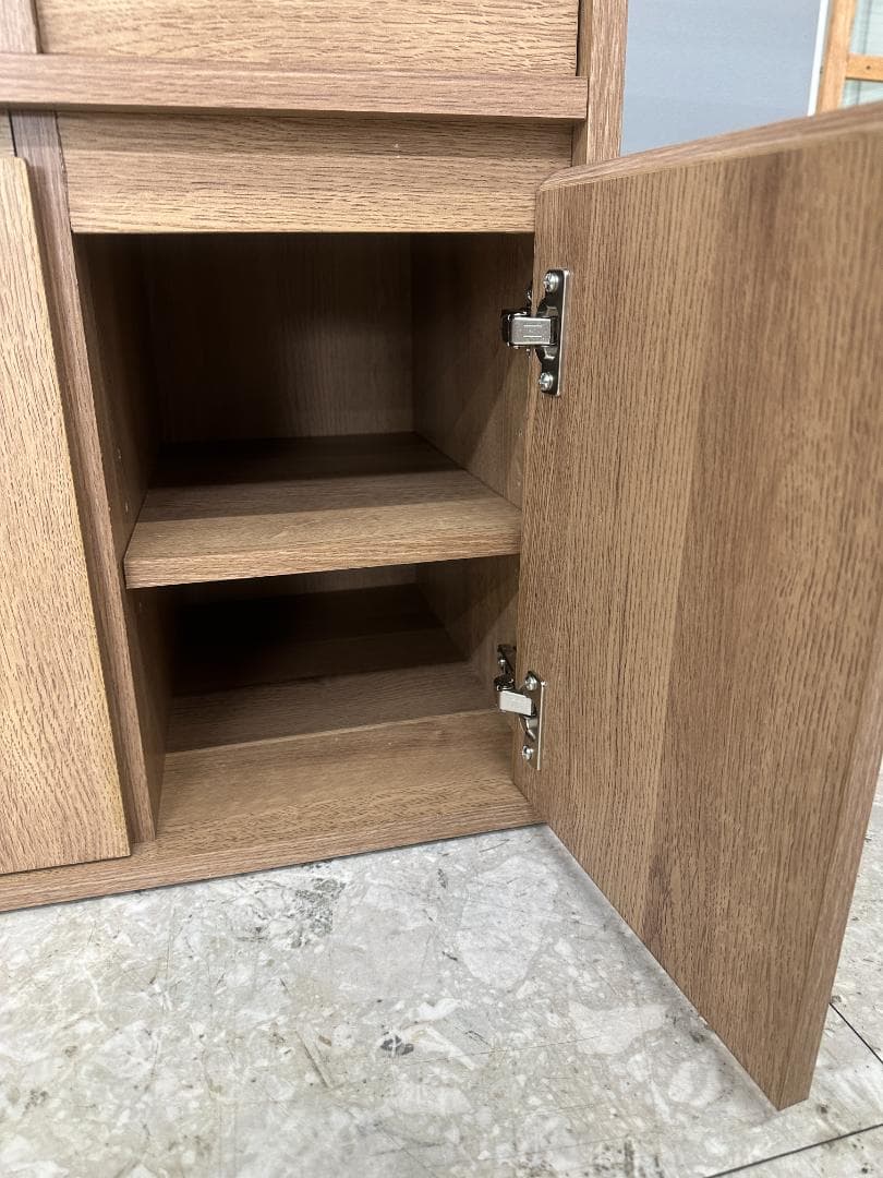 LOWYA 伸縮式キッチンカウンター 食器棚 ブラウン