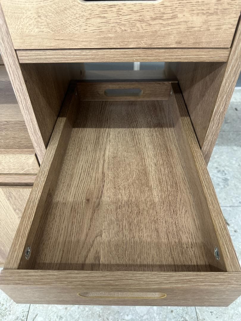 LOWYA 伸縮式キッチンカウンター 食器棚 ブラウン