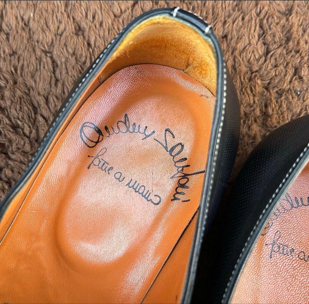 サントーニ　黒 レザー メッシュ ドレスシューズ