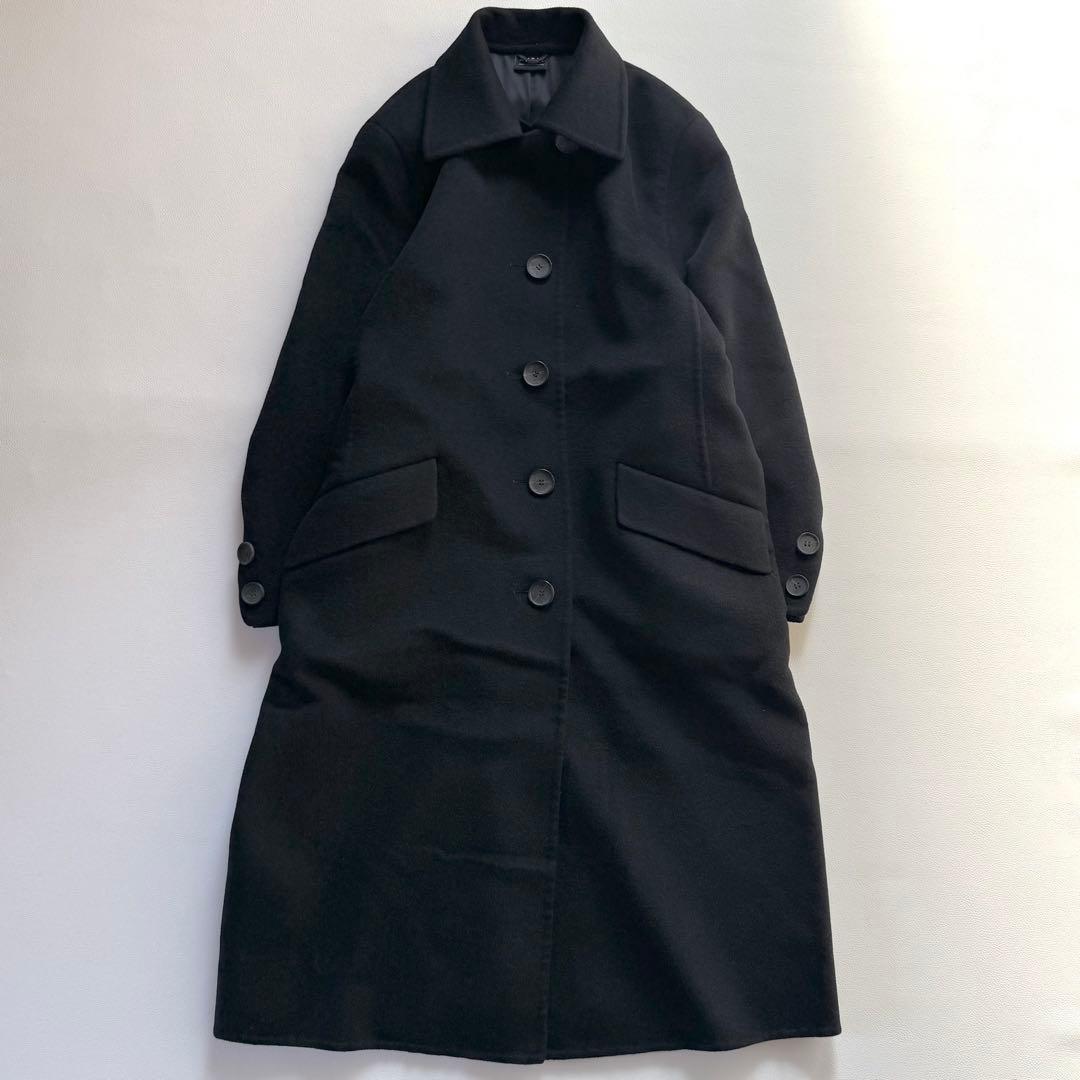 美品 AKRIS ロングコート カシミヤ アンゴラブレンド 着丈114㎝ 黒