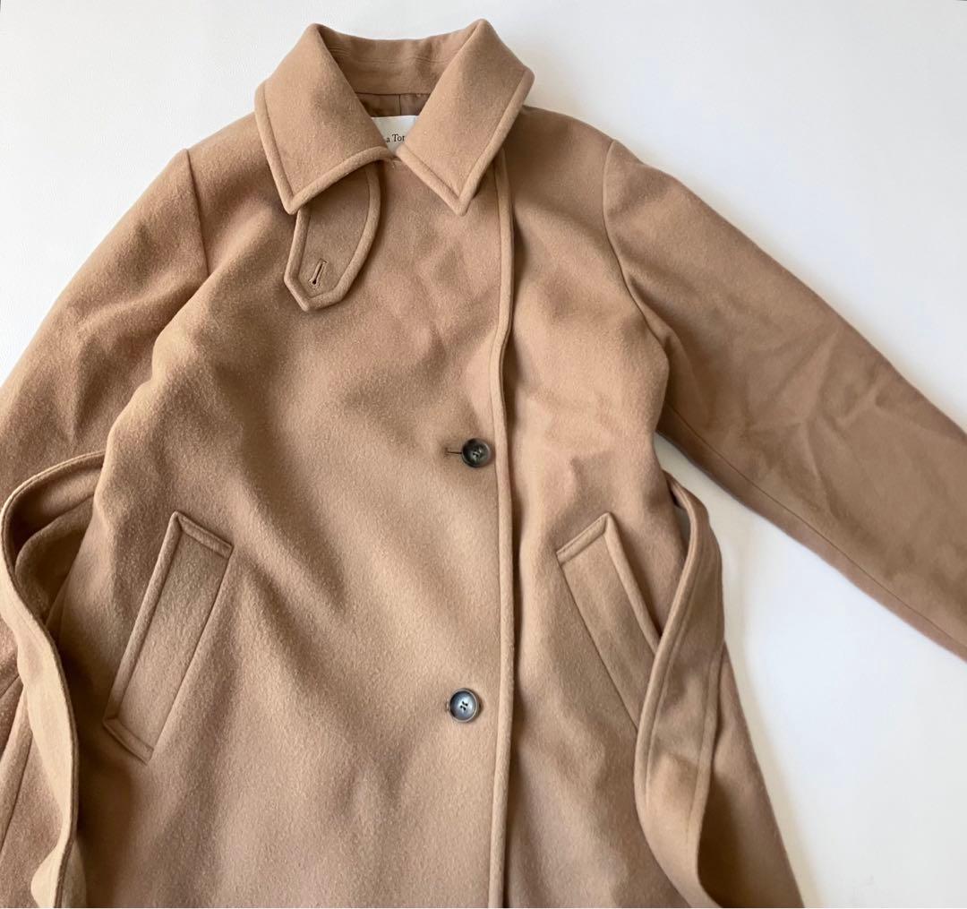 24AW ラトータリテ ステンカラーコート 定価4.9万 ロング キャメル 38