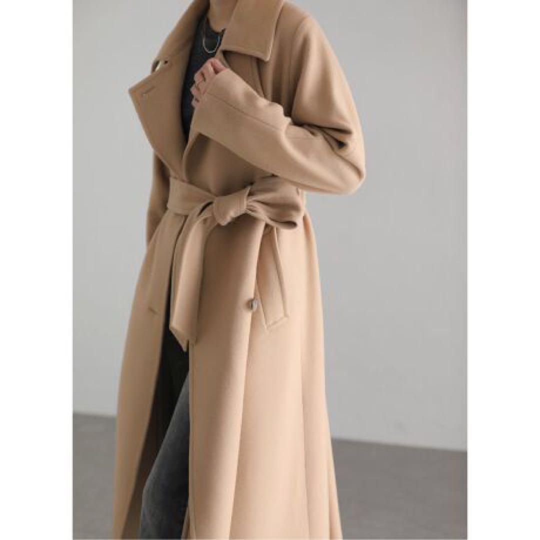 24AW ラトータリテ ステンカラーコート 定価4.9万 ロング キャメル 38