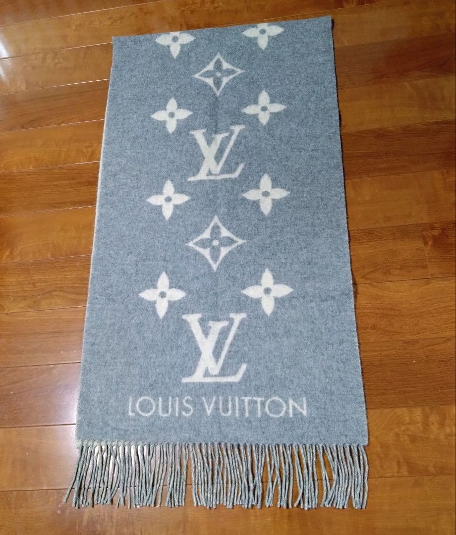 【一度使用✨美品】LOUIS VUITTON グレージュ カシミヤ大判マフラー