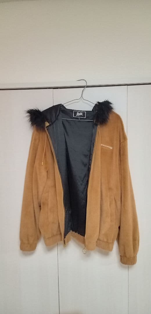 MOBB　レア L　ブラウン　ふわふわ　フード　パーカー　シャギー