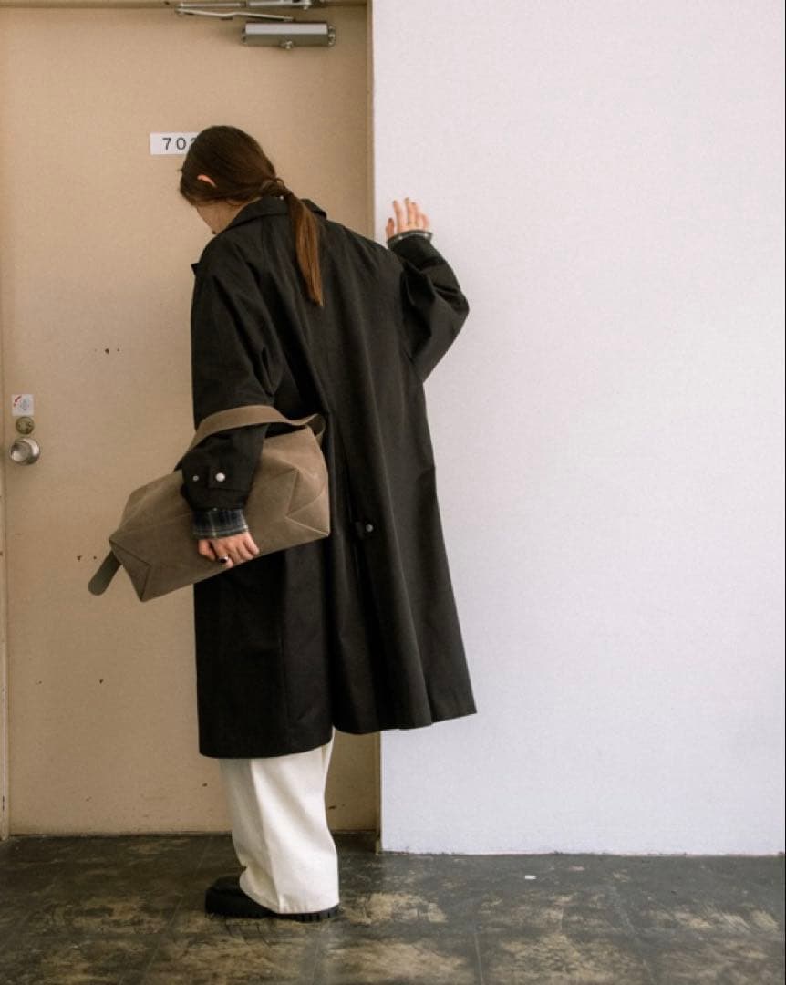 FASHIRU ファシル　ステンカラーコート　ブラック　ミドル丈