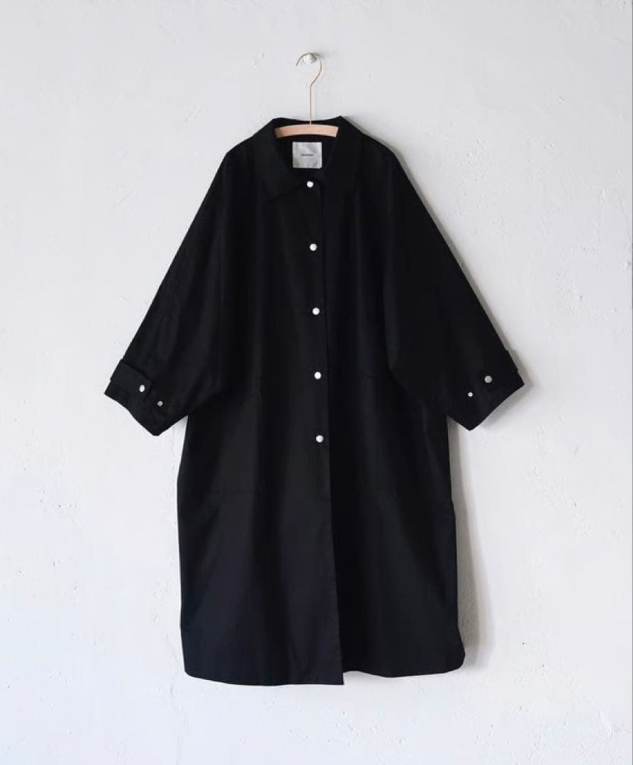 FASHIRU ファシル　ステンカラーコート　ブラック　ミドル丈