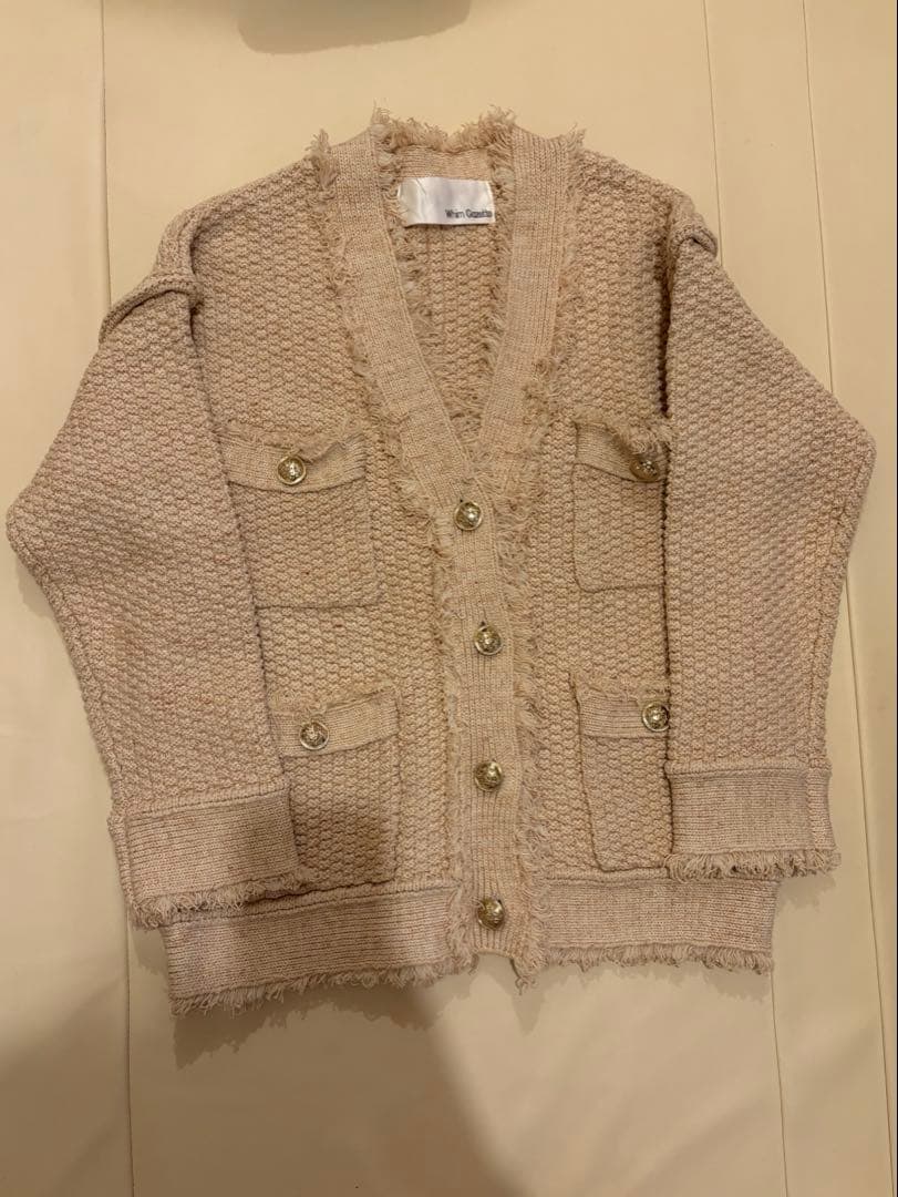 TWEEDYニットジャケット ピンクベージュ