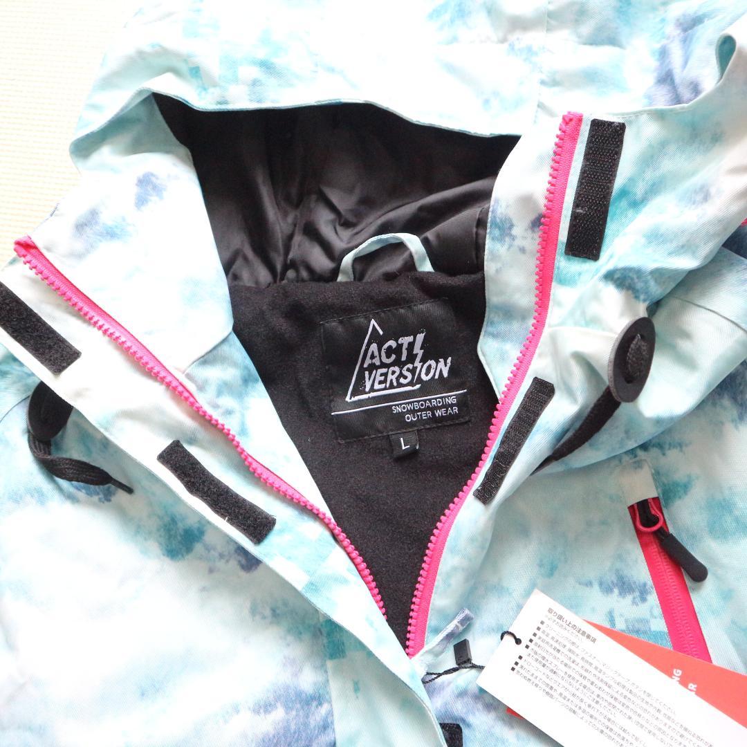 新品 レディースL パスケース付 多収納 スノーボードウェア上下セット スキー