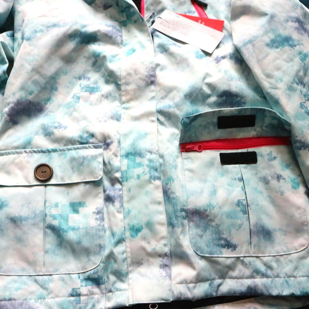 新品 レディースL パスケース付 多収納 スノーボードウェア上下セット スキー