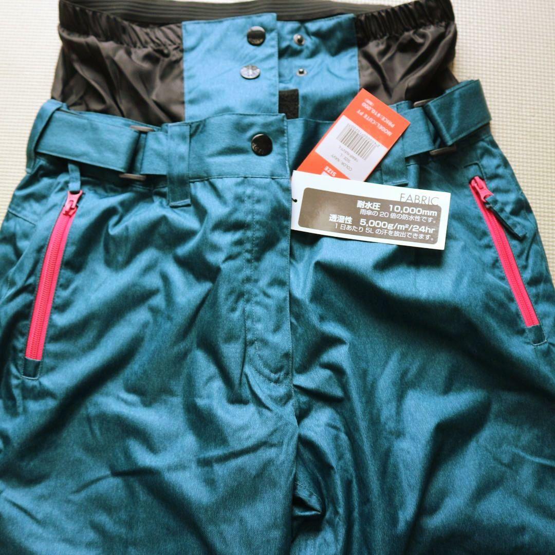 新品 レディースL パスケース付 多収納 スノーボードウェア上下セット スキー