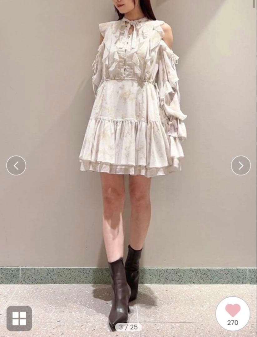 プリントフリルミニワンピース　snidel