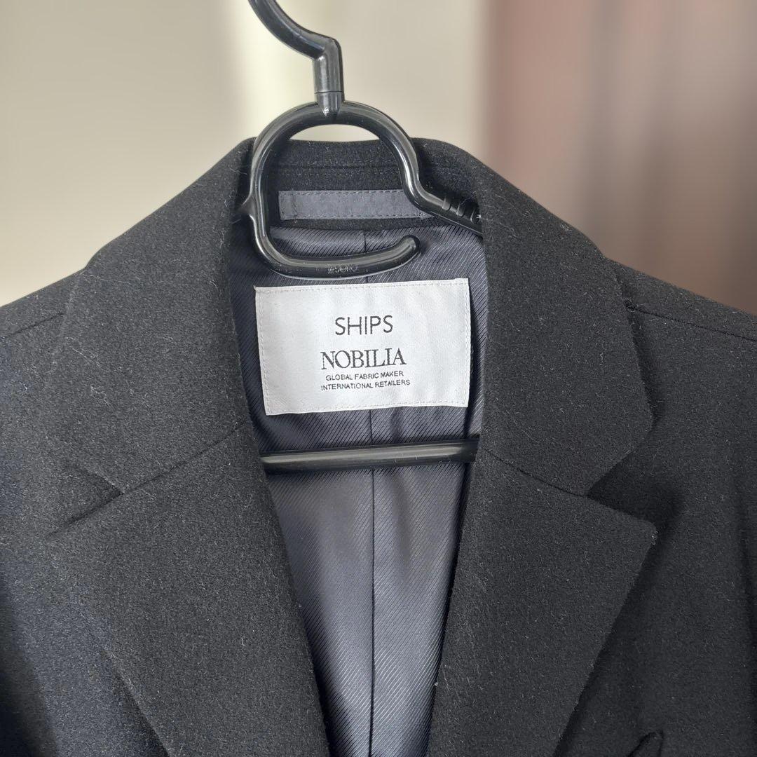 シップス✖️NOBILIA社製ウールコート　チェスターコート　黒