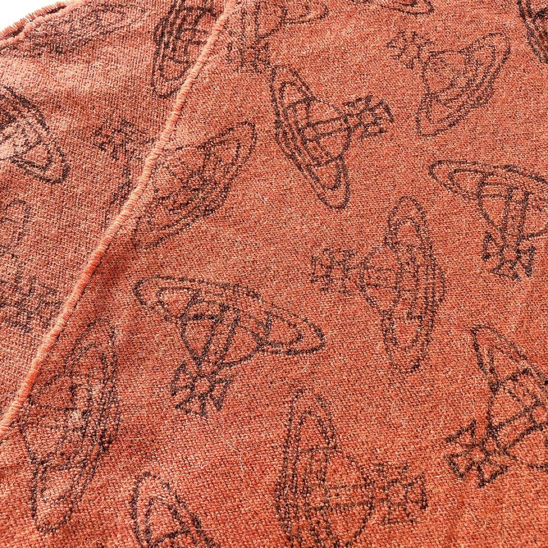 Vivienne Westwood フリンジマフラー オレンジ オーブ 総柄