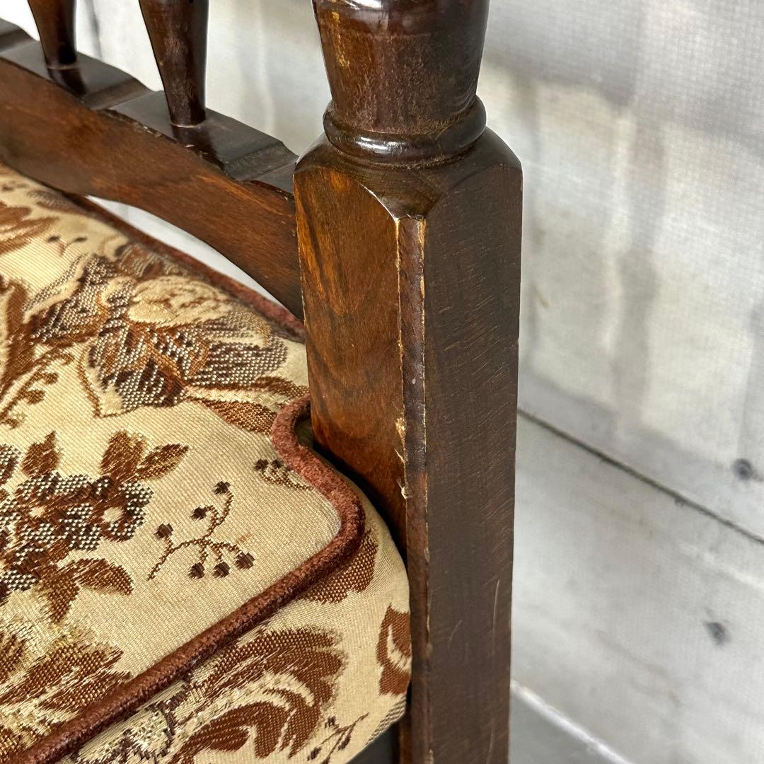 ✦80s✦昭和レトロ ゴブラン織 ヴィンテージ スピンドルチェア 木製 古家具②