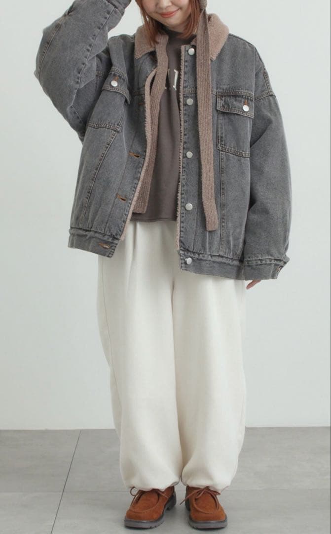 今季　サマンサモスモス　デニムボアジャケット　ブラック　未使用タグ付