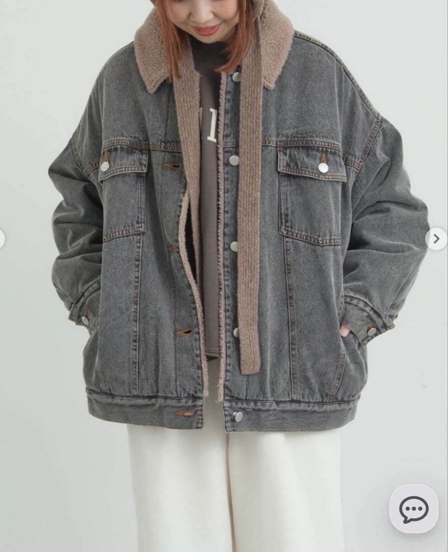 今季　サマンサモスモス　デニムボアジャケット　ブラック　未使用タグ付