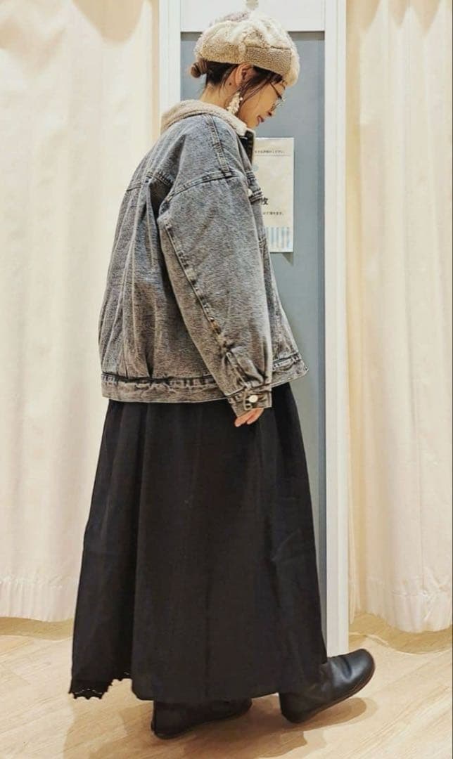 今季　サマンサモスモス　デニムボアジャケット　ブラック　未使用タグ付