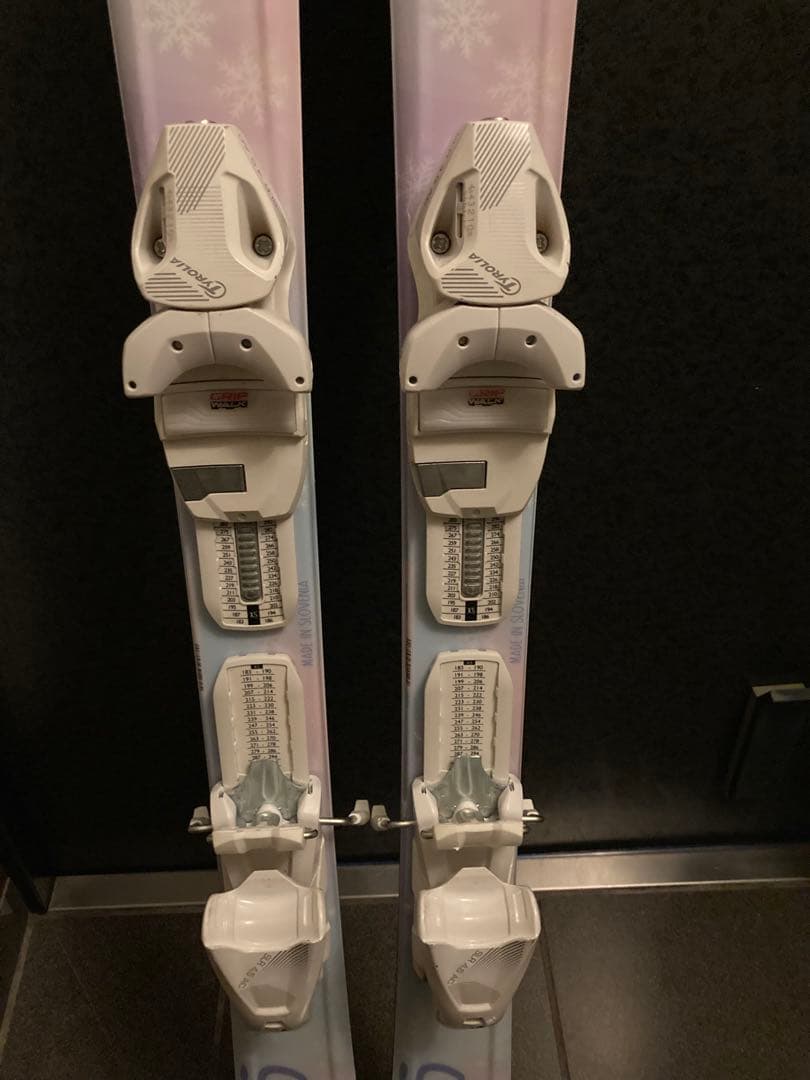 女の子 スキー板120cm ピンク水色パステル 雪の結晶模様 95㎝ストック付