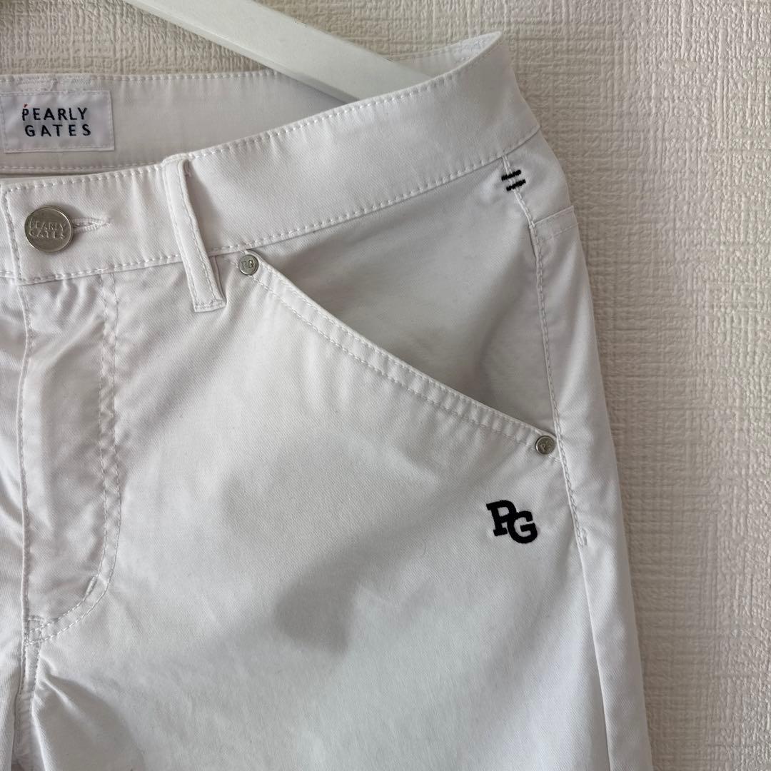 美品　パーリーゲイツ　パンツ　白　ホワイト　M〜L相当　ストレッチ素材　4