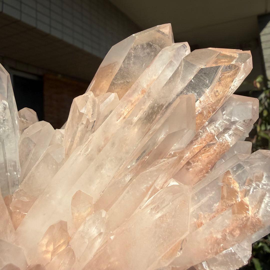 自然色　ピンク水晶クラスター　1163g 自立　水晶　原石　自然石P④