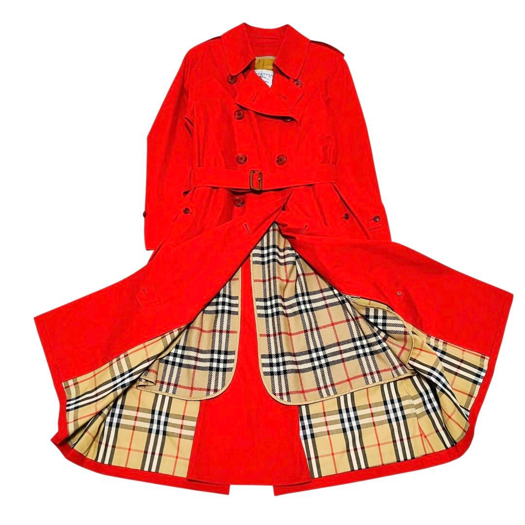 90's 美品 希少 バーバリーズ　トレンチコート ライナー レッド ベルト付