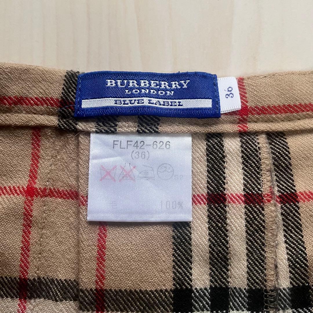 Y2Kバーバリーズブルーレーベル ノバチェック プリーツ ラップスカート ウール