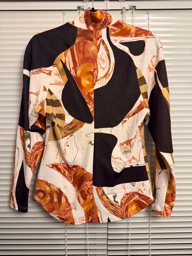 mame kurogouchi マメクロゴウチ マーブルハイネックトップス 白