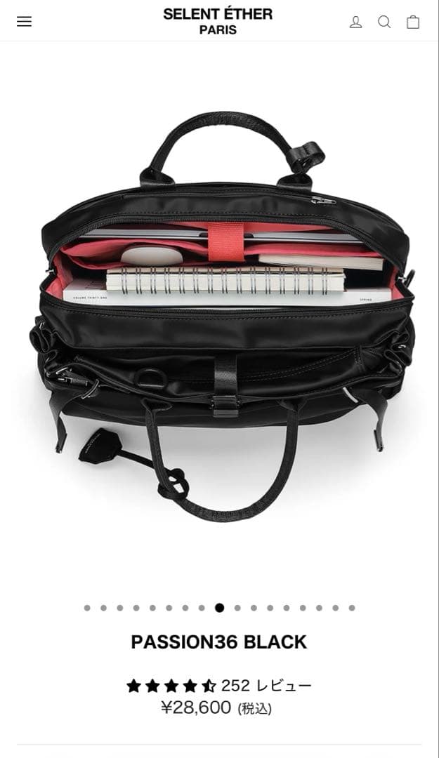 【美品】SELENT ETHER ビジネスバッグ ブラックPASSION36