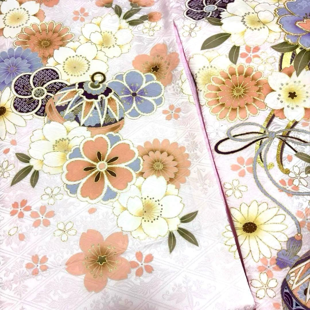 【新品/日本製】スノーピンク 正絹 本金彩 /京友禅/お宮参り 産着/長襦袢付