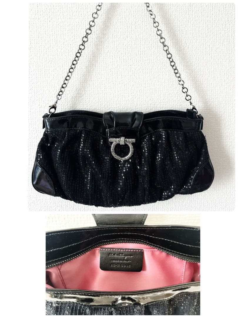 【美品】サルヴァトーレフェラガモ パーティーバッグ スパンコール