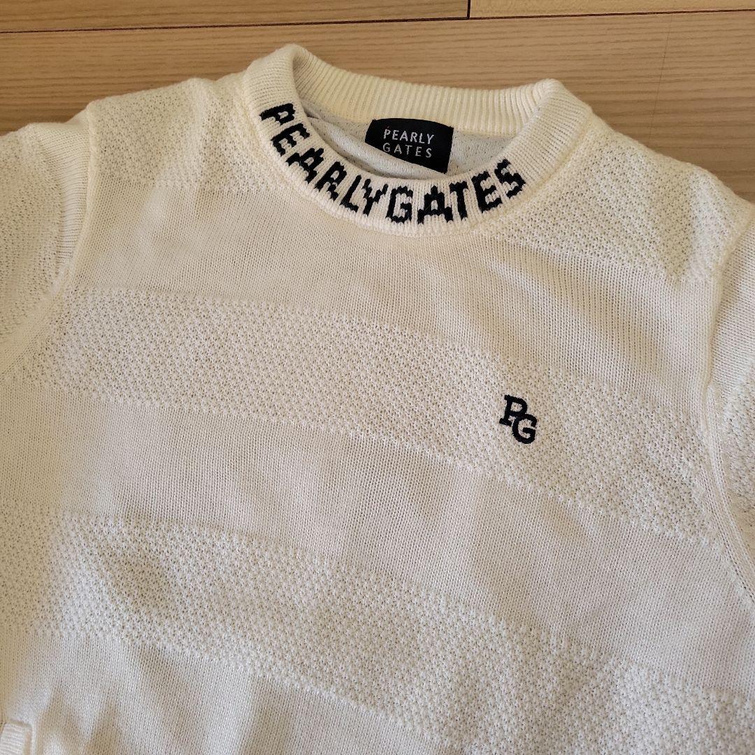 可愛く防寒❤PEARLY GATES蓄熱裏地付きウールニット ホワイト☆