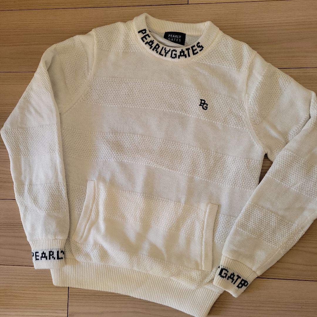 可愛く防寒❤PEARLY GATES蓄熱裏地付きウールニット ホワイト☆