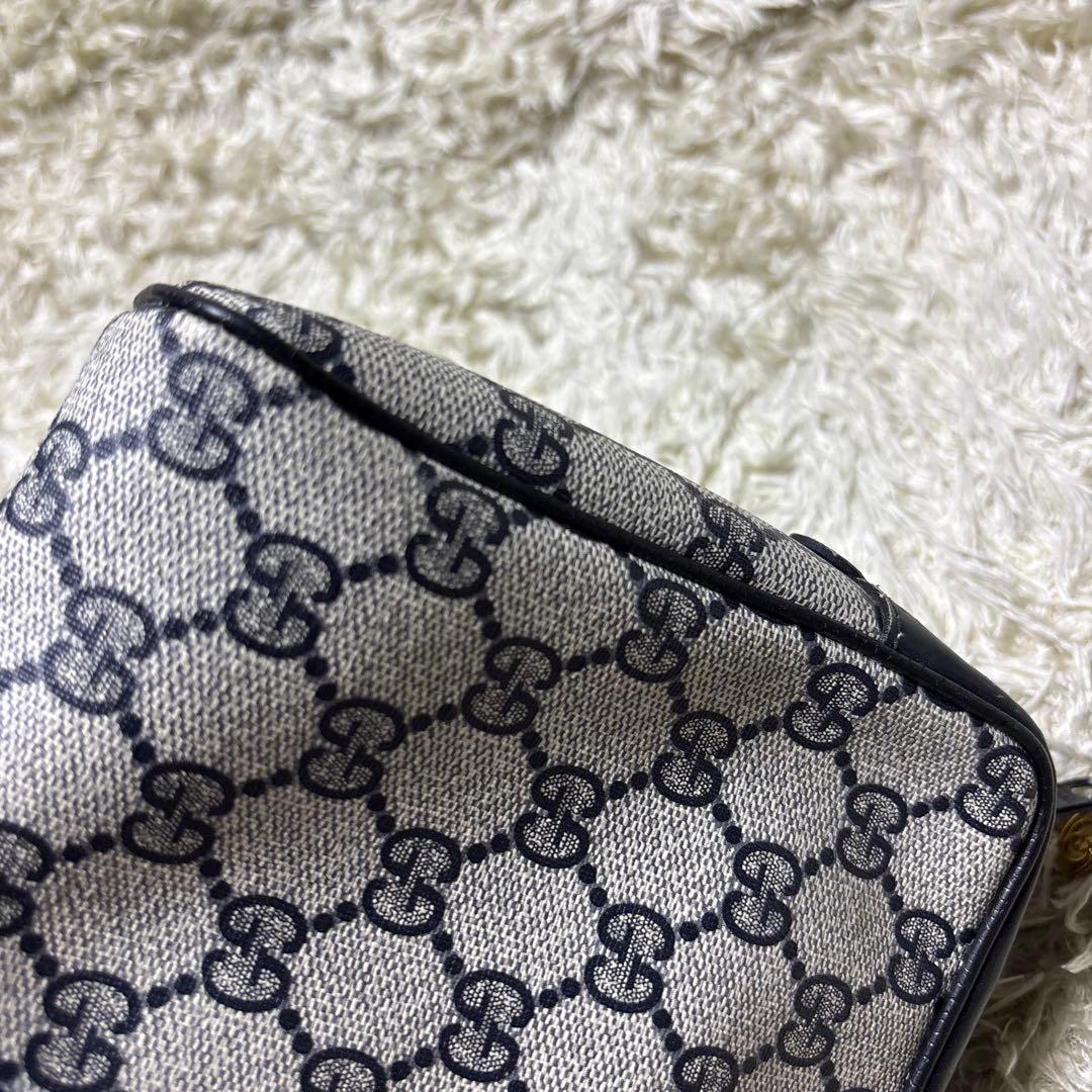 GUCCI オールドグッチ PVC クラッチバッグ GG ネイビー シェリー
