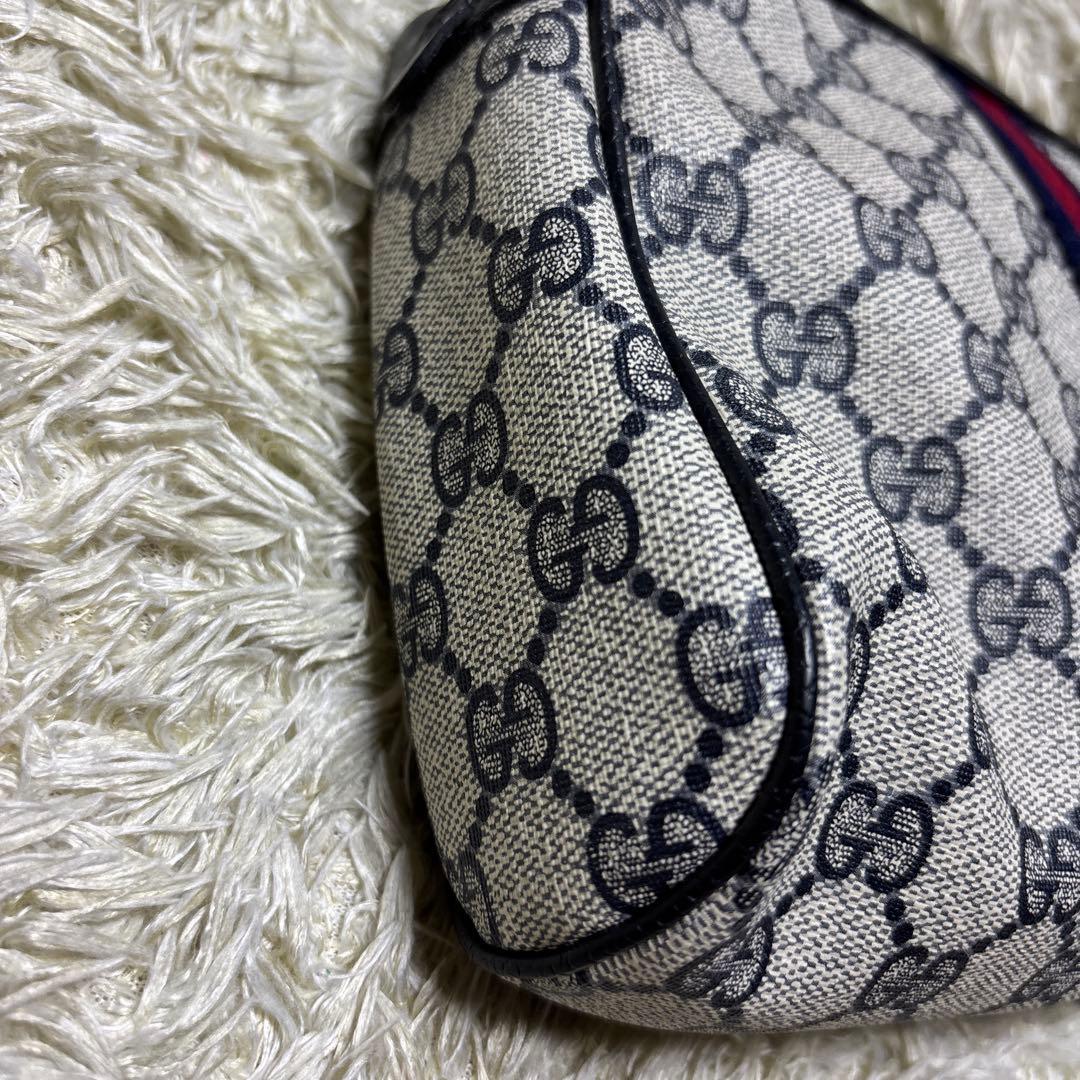 GUCCI オールドグッチ PVC クラッチバッグ GG ネイビー シェリー