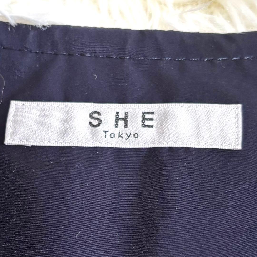 【極美品】SHE Tokyoコート　Doris ネイビー　大きいサイズ