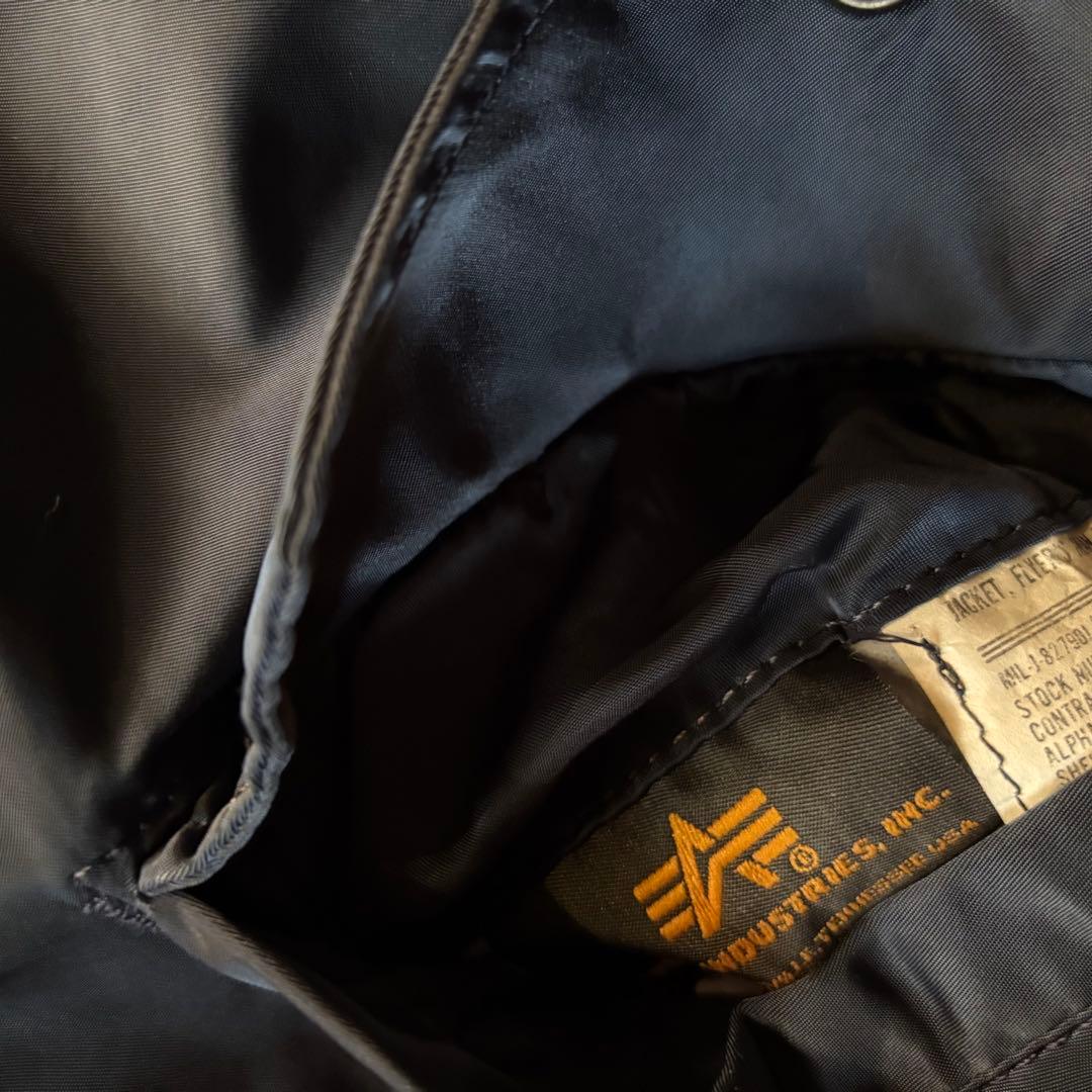 90s USA製 ALPHA MA-1 フライトジャケット ネイビー ボンバー