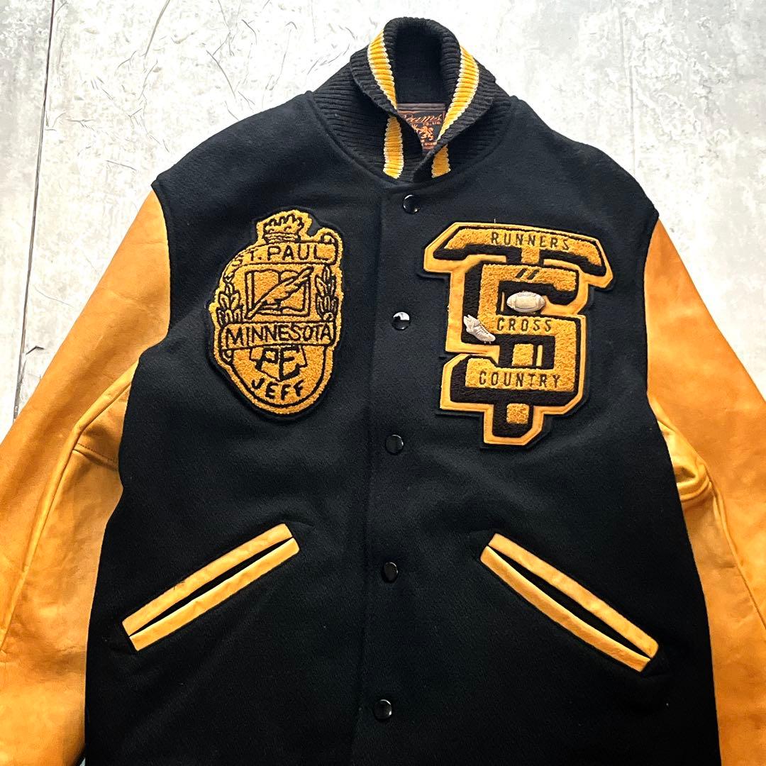 希少L ビームス　アームライン羊革　アワード スタジアムジャンパー スタジャン