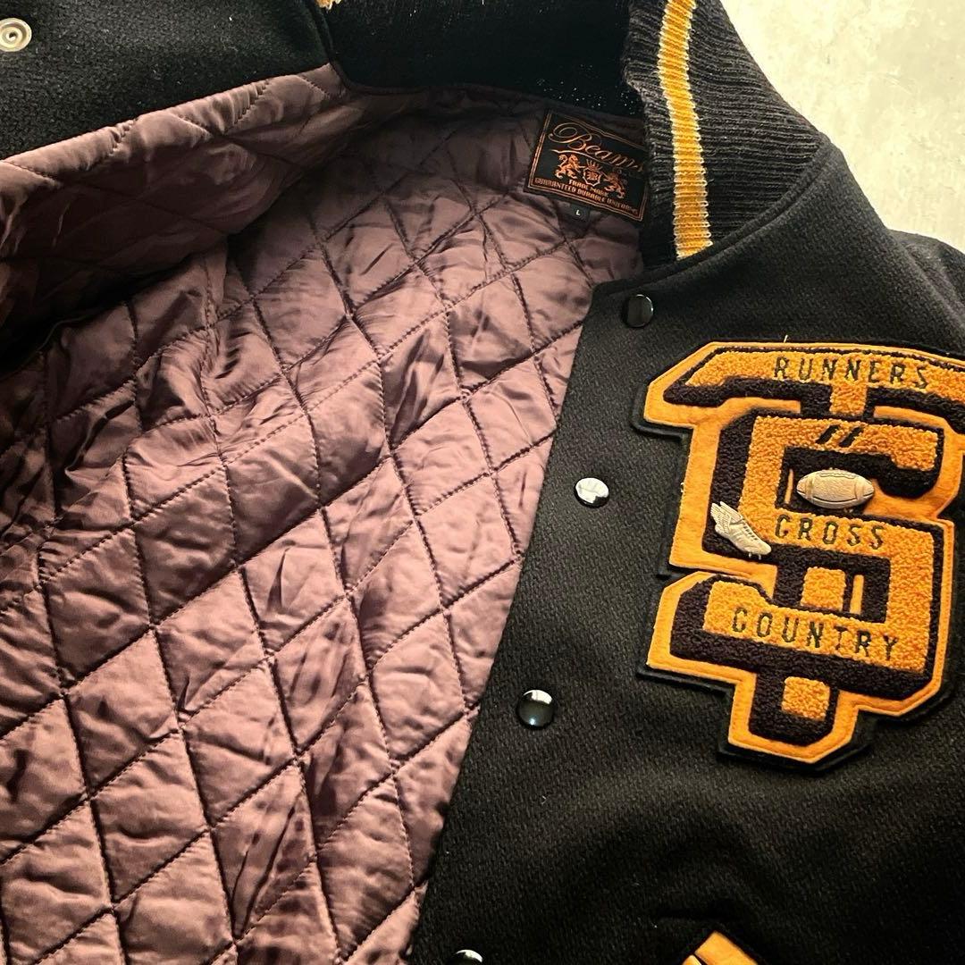 希少L ビームス　アームライン羊革　アワード スタジアムジャンパー スタジャン