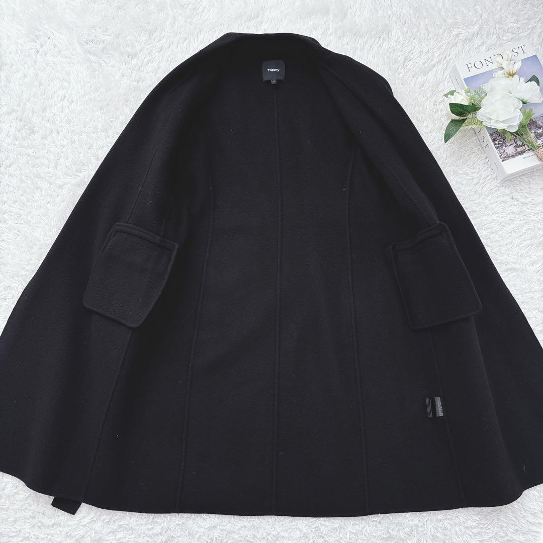 23AW セオリー カシミヤ混 ダブルフェイス ベルテッドリバーコート