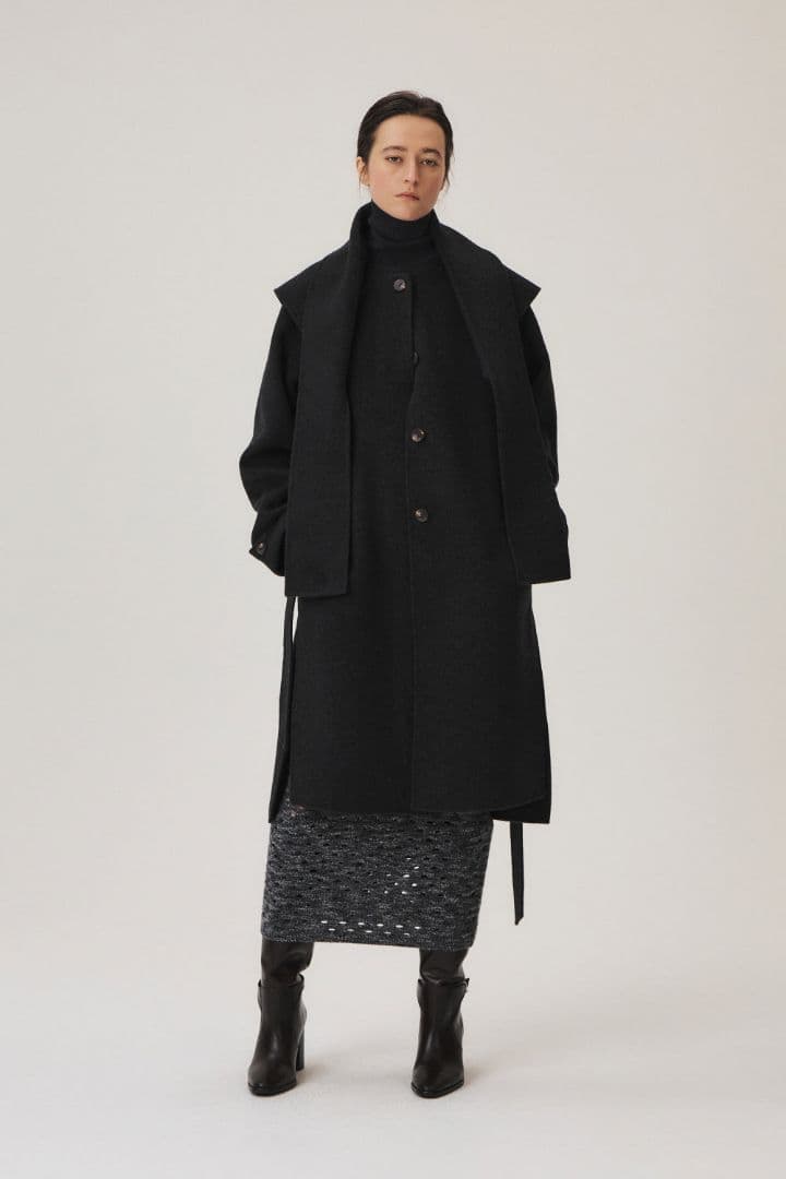 【新品未使用】KUME ハンドメイド カシミヤ　ブレンド マフラーコート