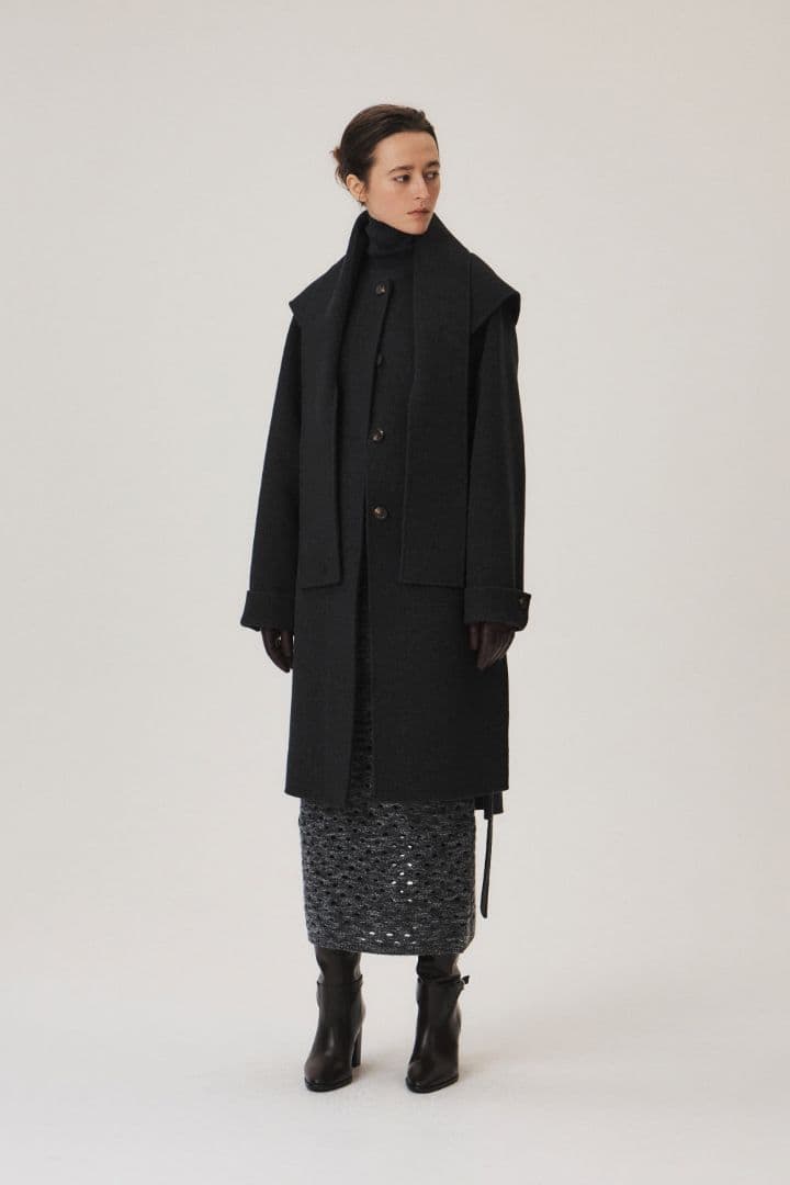 【新品未使用】KUME ハンドメイド カシミヤ　ブレンド マフラーコート