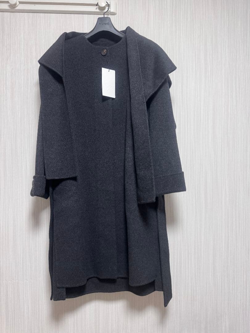 【新品未使用】KUME ハンドメイド カシミヤ　ブレンド マフラーコート