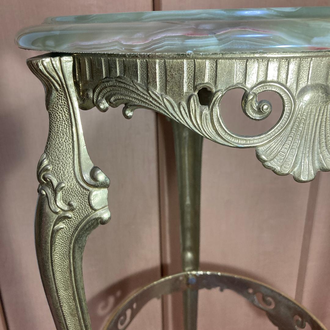 大理石 ゴールド 真鍮 オニキス 2段 サイド テーブル 黄銅 華台 西洋家具