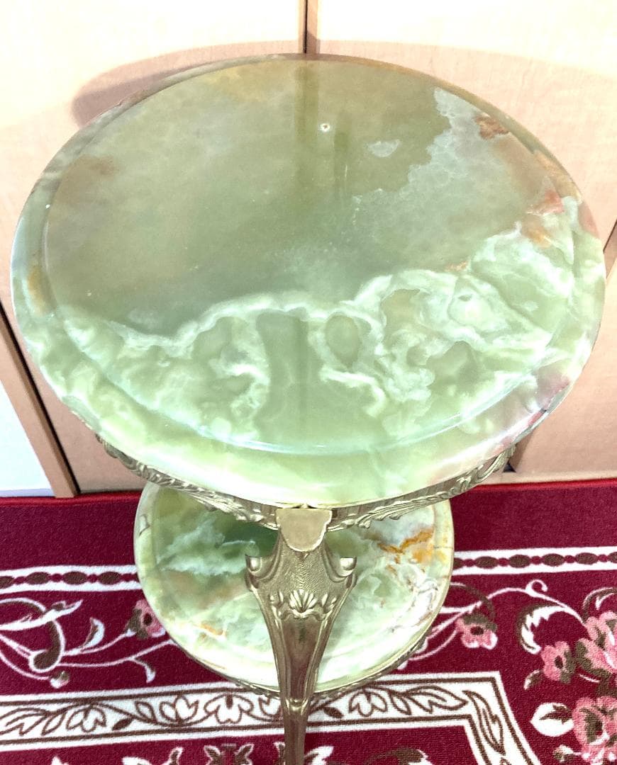 大理石 ゴールド 真鍮 オニキス 2段 サイド テーブル 黄銅 華台 西洋家具