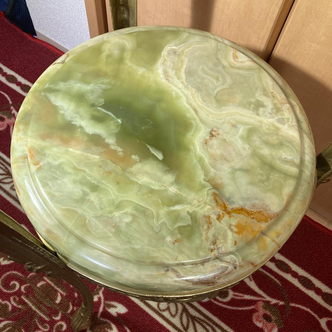 大理石 ゴールド 真鍮 オニキス 2段 サイド テーブル 黄銅 華台 西洋家具