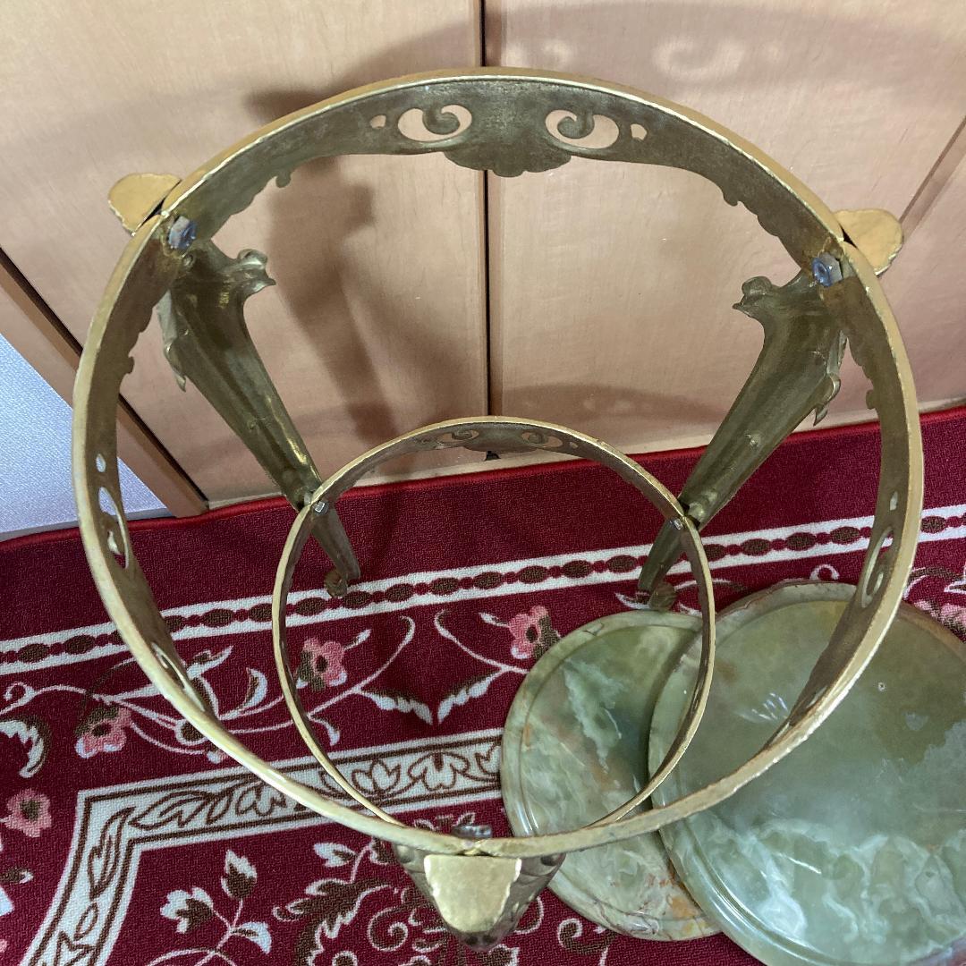 大理石 ゴールド 真鍮 オニキス 2段 サイド テーブル 黄銅 華台 西洋家具