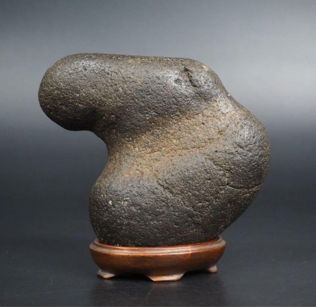 送料無料　水石愛好家蔵品放出 古い珍石　木台座付